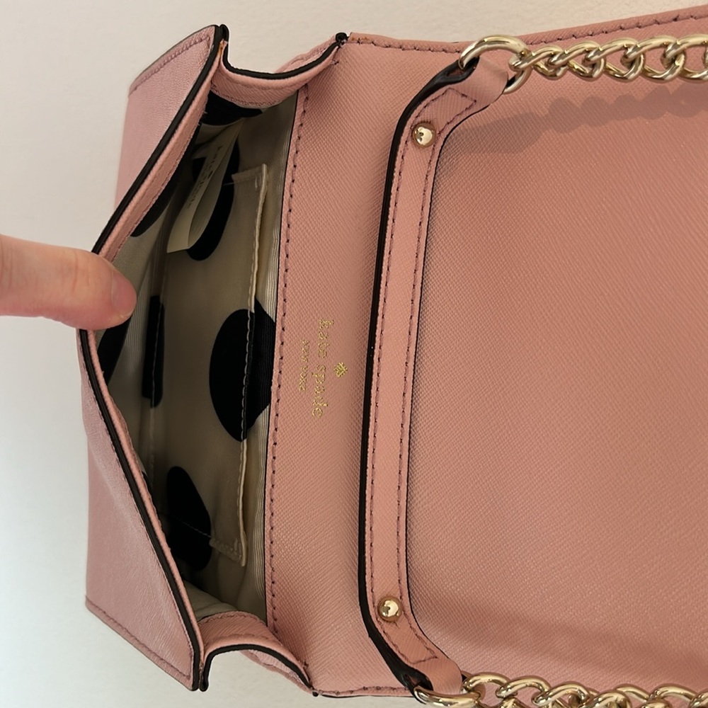 Kate Spade Light Pink Purse Small Gold Chain and Leather Strap - Picture 14 of 16
